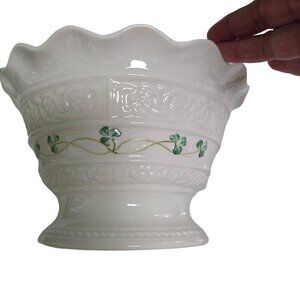 Balleek Pottery Ireland Tara Collection Celtic Knot Chamrock Compote